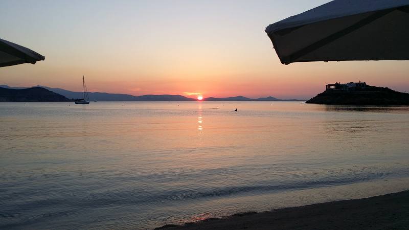 Sunset at Saint George Beach in Naxos